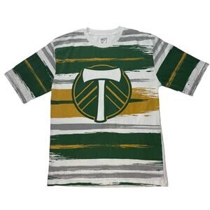 Portland Timbers Youth XL MLS Tee Green Gold Striped Soccer Fan Shirt